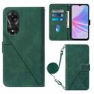 For OPPO A78 / A58 Crossbody 3D Embossed Flip Leather Phone Case(Dark Green) - 1