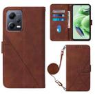 For Xiaomi Redmi Note 12 Global Crossbody 3D Embossed Flip Leather Phone Case(Brown) - 1