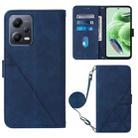 For Xiaomi Redmi Note 12 Global Crossbody 3D Embossed Flip Leather Phone Case(Blue) - 1