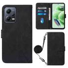 For Xiaomi Redmi Note 12 Global Crossbody 3D Embossed Flip Leather Phone Case(Black) - 1