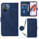 For Xiaomi Redmi 12C / Redmi 11A 4G Global Crossbody 3D Embossed Flip Leather Phone Case(Blue) - 1