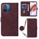 For Xiaomi Redmi 12C / Redmi 11A 4G Global Crossbody 3D Embossed Flip Leather Phone Case(Wine Red) - 1