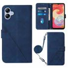 For Samsung Galaxy A04e Crossbody 3D Embossed Flip Leather Phone Case(Blue) - 1