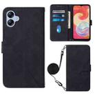 For Samsung Galaxy A04e Crossbody 3D Embossed Flip Leather Phone Case(Black) - 1