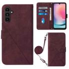 For Samsung Galaxy A24 4G Crossbody 3D Embossed Flip Leather Phone Case(Wine Red) - 1