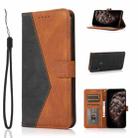 For Motorola Moto E 2020 Dual-color Stitching Leather Phone Case(Black Brown) - 1