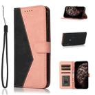 For Motorola Moto E 2020 Dual-color Stitching Leather Phone Case(Black Rose Gold) - 1