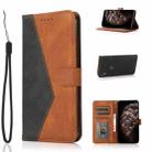 For Motorola Moto E6 Dual-color Stitching Leather Phone Case(Black Brown) - 1