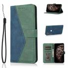 For Motorola Moto G8 Dual-color Stitching Leather Phone Case(Blue Green) - 1