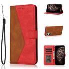 For Huawei P50 Dual-color Stitching Leather Phone Case(Brown Red) - 1