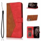 For Huawei P50 Pro Dual-color Stitching Leather Phone Case(Brown Red) - 1