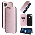 For Kyocera Digno SX3 KYG02 Carbon Fiber Texture Flip Leather Phone Case(Pink) - 1