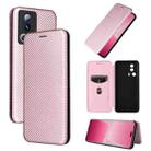 For Xiaomi 13 Lite Carbon Fiber Texture Flip Leather Phone Case(Pink) - 1