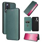For Xiaomi 13 Lite Carbon Fiber Texture Flip Leather Phone Case(Green) - 1