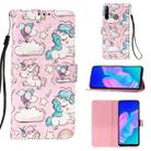 For Huawei P40 Lite E / Y7P 3D Painting Horizontal Flip Leather Case with Holder & Card Slot & Lanyard(Pink Horse) - 1