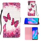 For Huawei P40 Lite E / Y7P 3D Painting Horizontal Flip Leather Case with Holder & Card Slot & Lanyard(Rose Red Butterfly) - 1