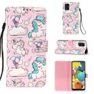 For Galaxy A51 5G 3D Painting Horizontal Flip Leather Case with Holder & Card Slot & Lanyard(Pink Horse) - 1