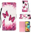 For Galaxy A71 5G 3D Painting Horizontal Flip Leather Case with Holder & Card Slot & Lanyard(Rose Red Butterfly) - 1