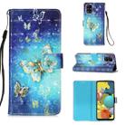 For Galaxy A71 5G 3D Painting Horizontal Flip Leather Case with Holder & Card Slot & Lanyard(Gold Butterfly) - 1