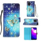 For Xiaomi Mi 10 Lite 5G 3D Painting Horizontal Flip Leather Case with Holder & Card Slot & Lanyard(Gold Butterfly) - 1