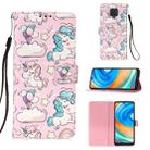 For Xiaomi Redmi Note 9S 3D Painting Horizontal Flip Leather Case with Holder & Card Slot & Lanyard(Pink Horse) - 1