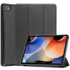 For Blackview Oscal Pad 10 Custer Pure Color 3-Fold Holder Smart Leather Tablet Case(Black) - 1