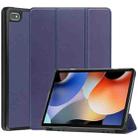 For Blackview Oscal Pad 10 Custer Pure Color 3-Fold Holder Smart Leather Tablet Case(Dark Blue) - 1