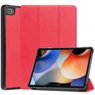 For Blackview Oscal Pad 10 Custer Pure Color 3-Fold Holder Smart Leather Tablet Case(Red) - 1