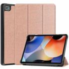 For Blackview Oscal Pad 10 Custer Pure Color 3-Fold Holder Smart Leather Tablet Case(Rose Gold) - 1