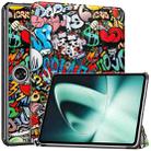 For OnePlus Pad Custer Painted 3-Fold Holder Smart Leather Tablet Case(Graffiti) - 1