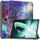 For OnePlus Pad Custer Painted 3-Fold Holder Smart Leather Tablet Case(Milky Way Nebula) - 1