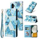 For Samsung Galaxy A34 5G Marble Bronzing Stitching Leather Phone Case(Blue) - 1