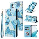 For Samsung Galaxy A54 5G Marble Bronzing Stitching Leather Phone Case(Blue) - 1