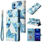For Xiaomi Redmi Note 12 5G Global India / Poco X5 Marble Bronzing Stitching Leather Phone Case(Blue) - 1