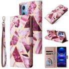 For Xiaomi Redmi Note 12 5G Global India / Poco X5 Marble Bronzing Stitching Leather Phone Case(Purple) - 1