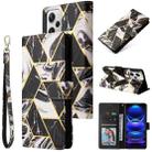 For Xiaomi Redmi Note 12 Pro+ 5G Global India / Note 12 Explorer Marble Bronzing Stitching Leather Phone Case(Black) - 1