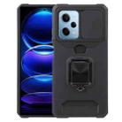 For Xiaomi Redmi Note 12 Pro 5G Camera Shield Card Slot Phone Case with Ring Holder(Black) - 1