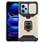 For Xiaomi Redmi Note 12 Pro 5G Camera Shield Card Slot Phone Case with Ring Holder(Gold) - 1