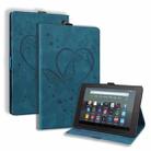 For Amazon Kindle Fire 7 2022 Love Butterfly Pattern Leather Tablet Case with Holder & Sleep(Blue) - 1
