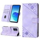 For OPPO Reno6 5G Skin-feel Embossed Leather Phone Case(Light Purple) - 1