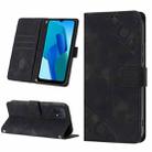 For OPPO A16K Skin-feel Embossed Leather Phone Case(Black) - 1