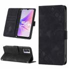 For OPPO A57 5G 2022 / Realme V23 / Narzo 50 5G / A77 5G / K10 5G Global / A57 4G / V23i Skin-feel Embossed Leather Phone Case(Black) - 1