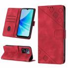 For OPPO A57E 5G Skin-feel Embossed Leather Phone Case(Red) - 1