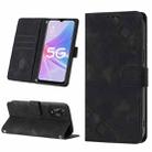 For OPPO A58 5G Skin-feel Embossed Leather Phone Case(Black) - 1