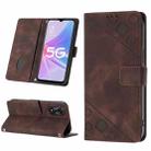 For OPPO A58 5G Skin-feel Embossed Leather Phone Case(Brown) - 1