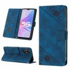 For OPPO A58 5G Skin-feel Embossed Leather Phone Case(Blue) - 1