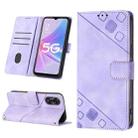 For OPPO A58 5G Skin-feel Embossed Leather Phone Case(Light Purple) - 1