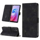 For OPPO A96 4G / A36 / A76 / Realme 9i Skin-feel Embossed Leather Phone Case(Black) - 1
