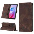 For OPPO A96 4G / A36 / A76 / Realme 9i Skin-feel Embossed Leather Phone Case(Brown) - 1