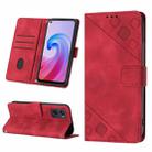 For OPPO A96 4G / A36 / A76 / Realme 9i Skin-feel Embossed Leather Phone Case(Red) - 1